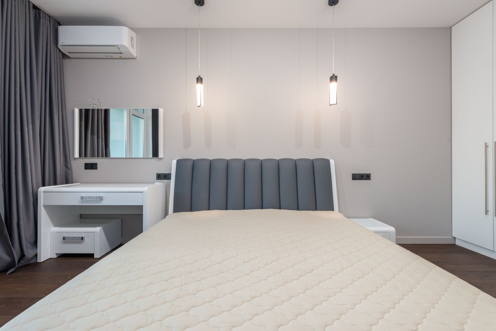 Modern bedroom with soft lighting