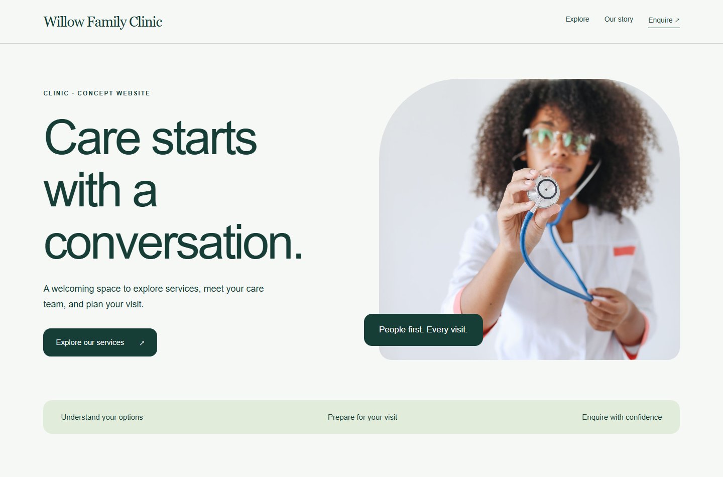 Desktop website preview of Willow Family Clinic