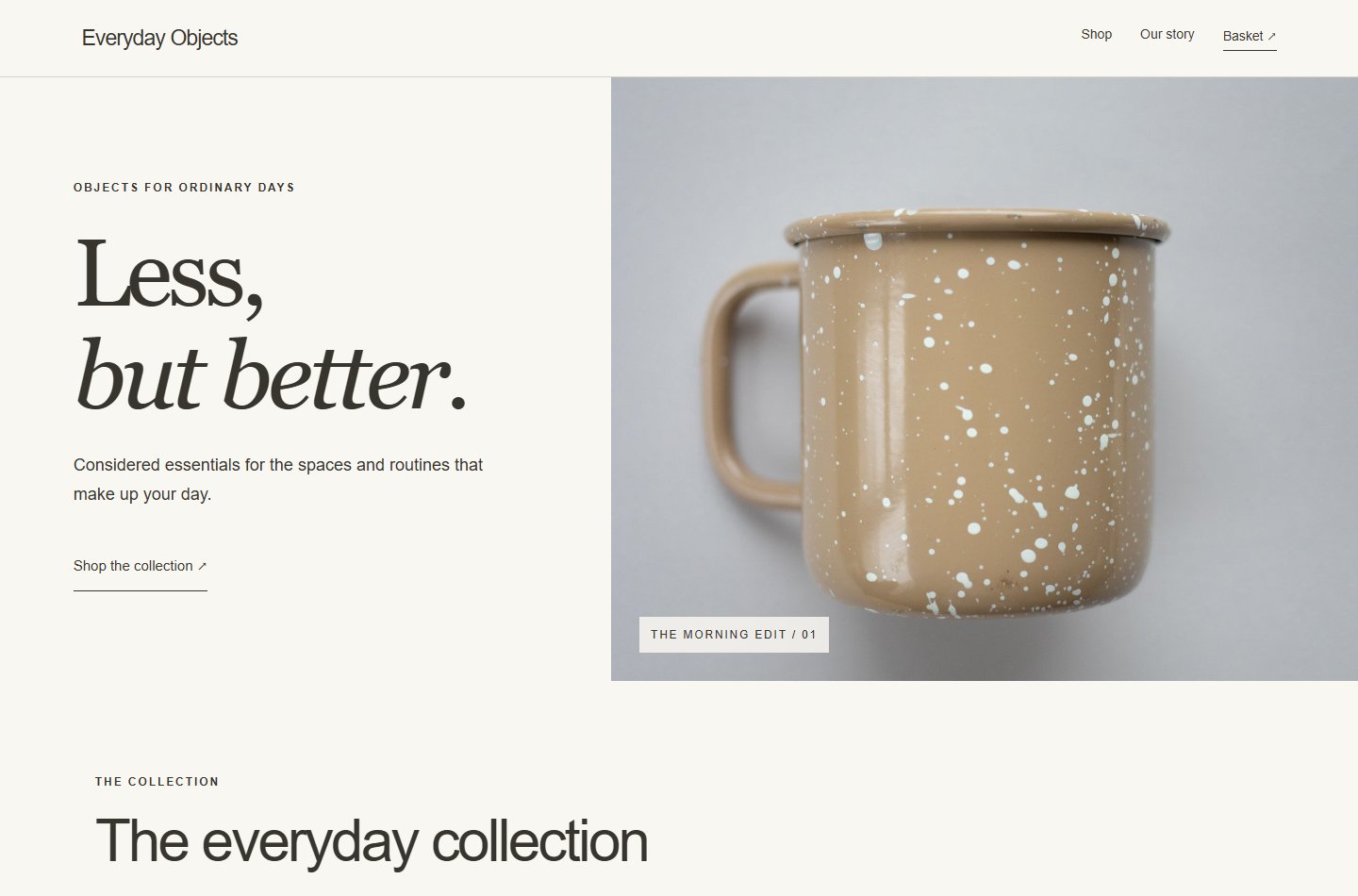 Desktop website preview of Everyday Objects
